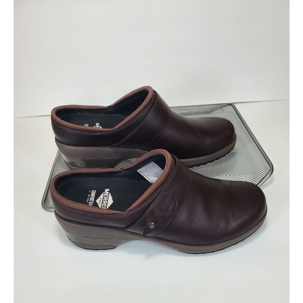 Merrell Valetta Pro Slip On Clog Work Shoe Brown J099344 Women's Size 7